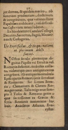 De Pontificibus, et ex qua natione ut plurimum delecti fuerint.