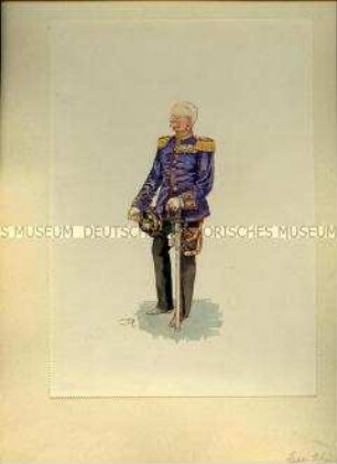 Uniformdarstellung, Offizier der Adjutantur, Sachsen, um 1900.