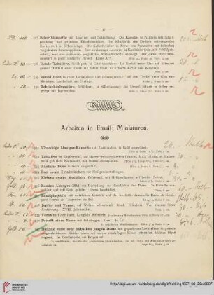 Arbeiten in Email, Miniaturen, Verschiedenes (Nr.531-590)
