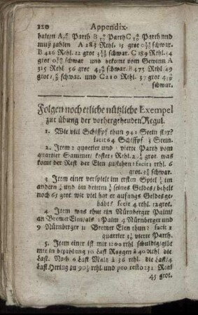 Appendix. Folgen noch etliche nützliche Exempel zur übung der vorhergehenden Regul