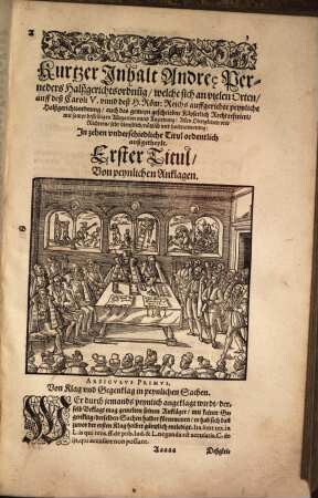 Halssgerichtsordnung : das ist ein Außzug und anzaigung etlicher Malefitzhandlungen, von Peen und Straff derselbigen auß gemeynen geschribenen Rechten fürnemblichen Kayser Carls deß Fünfften ...