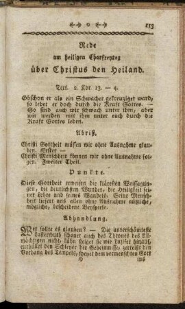Rede am heiligen Charfreytag über Christus den Heiland.