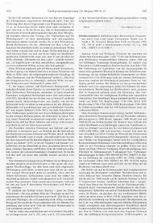 1052-1053 [Rezension] Schleiermacher, Friedrich, Briefwechsel 1799 - 1800