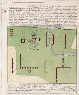 WHK 40 Hessische Revüen und Manöver: Plan des Manövers bei Hanau, 1767