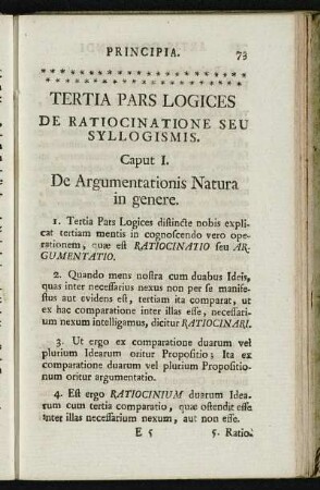 Tertia Pars Logices De Ratiocinatione Seu Syllogismis.