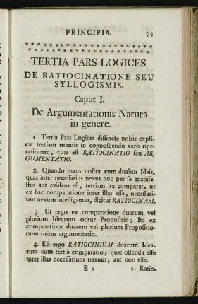 Tertia Pars Logices De Ratiocinatione Seu Syllogismis.