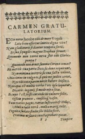 Carmen Gratulatorium.