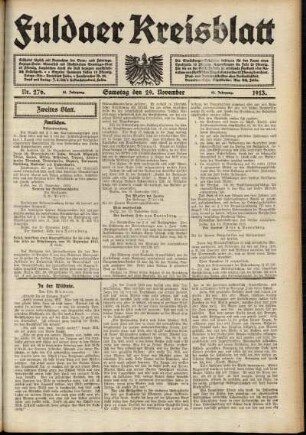 Zweite Ausgabe vom Samstag, den 29. November 1913.