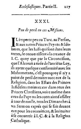 XXXI. Peu de peril en ces Mißions