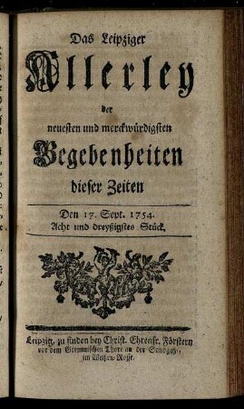 Den 17. Sept. 1754. Acht und dreyßigstes Stück.