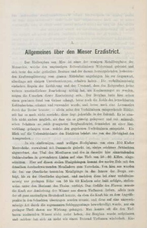 I. Allgemeines über den Mieser Erzdisdrict