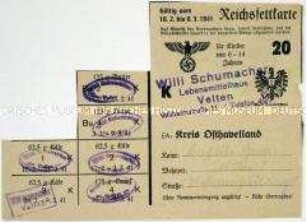 Fragment einer Lebensmittelkarte für Fette