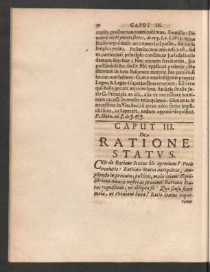 Caput III. De Ratione Status.