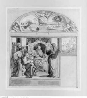 Joseph deutet die Träume des Pharao & Die sieben fetten Jahre (Lunette) - Entwurf zum Fresko, mit der von Cornelius nicht ausgeführten Lünette der sieben fetten Jahre