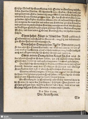 Das Achte Capitel. Von Kranckheiten