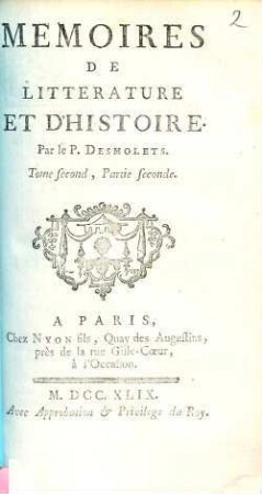 Mémoires De Littérature Et D'Histoire, 2,2