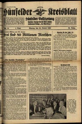 Erste Ausgabe vom Montag, den 30. Januar 1939.