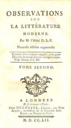 Observations sur la littérature moderne, 2