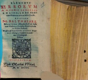 Elenchus errorum Antonii Sadeelis in libello de veritate humanae naturae Iesu Christi