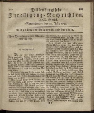 XXX.Stück. Sonnabends: den 29. Jul. 1797.