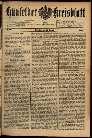 Ausgabe vom Dienstag, den 11. August 1896.