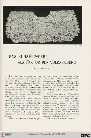 Das Kunstgewerbe als Faktor der Volksbildung
