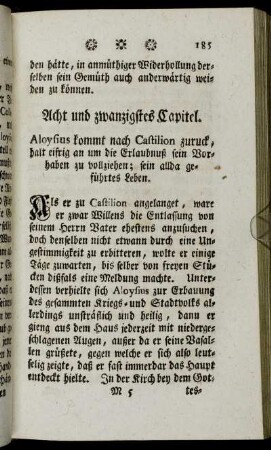 Acht und zwanzigstes Capitel. Aloysius kommt nach Castilion zuruck,[...]