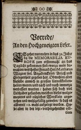Vorrede/ An den Hochgeneigten leser.