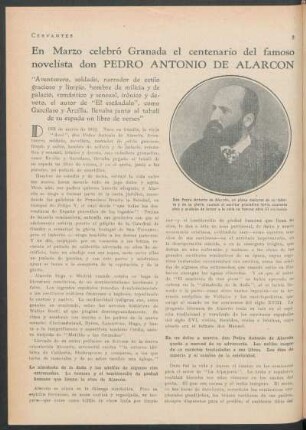 En marzo celebró Granada el centenario del famoso novelista don Pedro Antonio de Alarcon