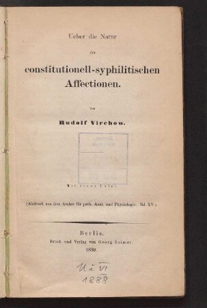 Ueber die Natur der constitutionell-syphilitischen Affectionen