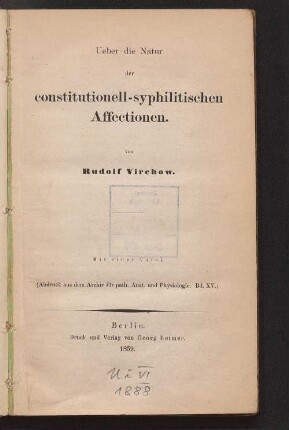 Ueber die Natur der constitutionell-syphilitischen Affectionen