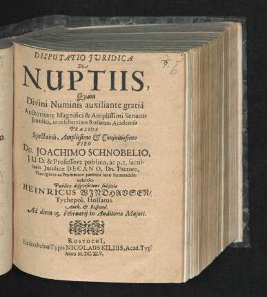Disputatio Iuridica De Nuptiis