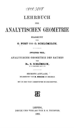 Teil 2: Lehrbuch der analytischen Geometrie. Zweiter Teil