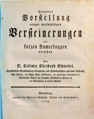 Vorstellung einiger merkwürdigen Versteinerungen : mit kurzen Anmerkungen versehen, [2]
