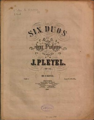 Six duos : pour 2 violons ; op. 24, 2. Vl 1 2 (je 11 S.)