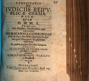 Exercitatio De Iudiciis Reipublicae Germanicae