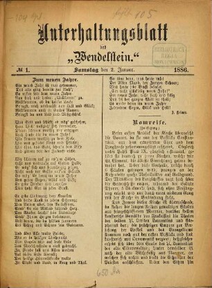 Wendelstein. Unterhaltungsblatt des Wendelstein. 1886