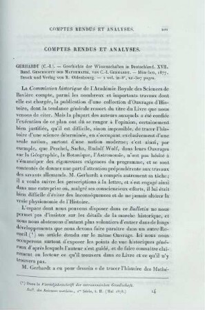 Comptes Rendus et Analyses.