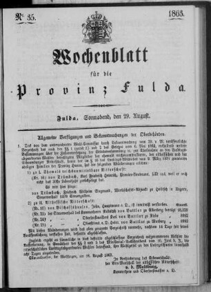 Nr. 35, Ausgabe vom 29. August 1863