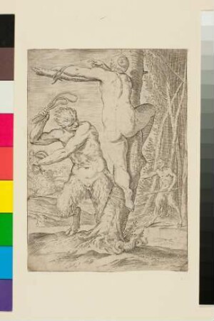Satyr schlägt Nymphe