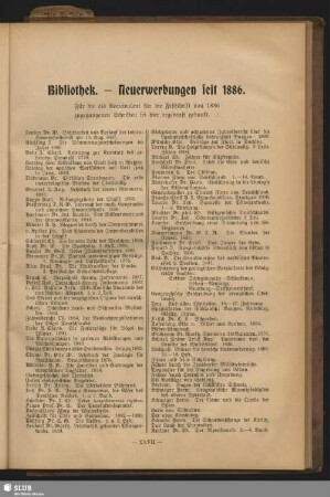 Bibliothek - Neuerwerbungen seit 1886