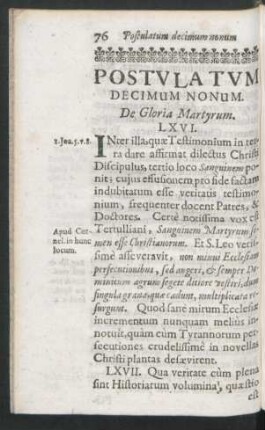 Postulatum Decimum Nonum. De Gloria Martyrum