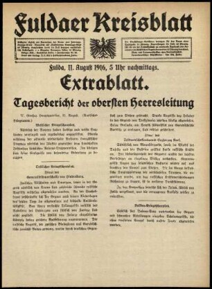 Ausgabe vom Freitag, den 11. August 1916.