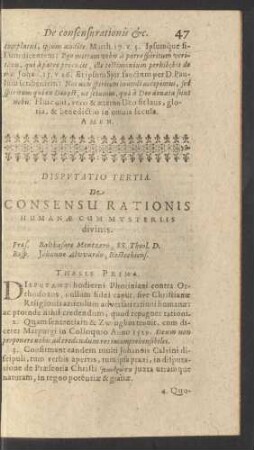 Disputatio Tertia.