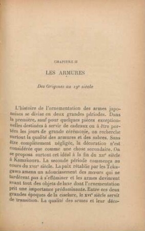 Chapiter II. Les armures. Des origines au 19e siècle