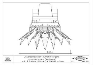 Universalhäcksler-Aufnahmeorgane Kombi-Vorsatz (4 - 8reihig) z.B. 2 Reihen pflücken, 4 Reihen mähen)
