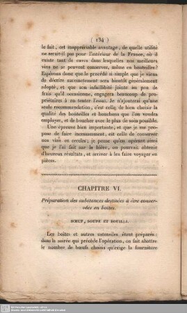 Chapitre VI. Préparation des substances destinées à être conservées en boȋtes