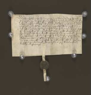 1487 November 13. Edelherr Bernhard zur Lippe entlässt mit Zustimmung des Lambert von Bevessen, Propst zu St. Johann zu Osnabrück, Hille zu Holzhausen im Amte Falkenberg, Tochter des Meiers dort, aus der Leibeigenschaft, damit Hille in das Schwesternhaus im Rampendal zu Lemgo frei von allen Diensten und Eigentumeintreten kann.