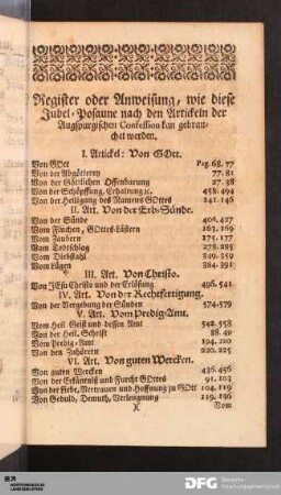 nach den Artickeln der Augsburgischen Confession
