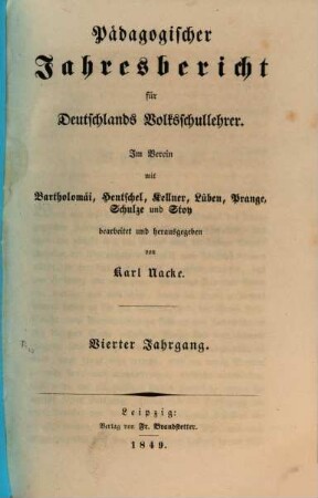 Pädagogischer Jahresbericht : von .... 4, 4. 1849